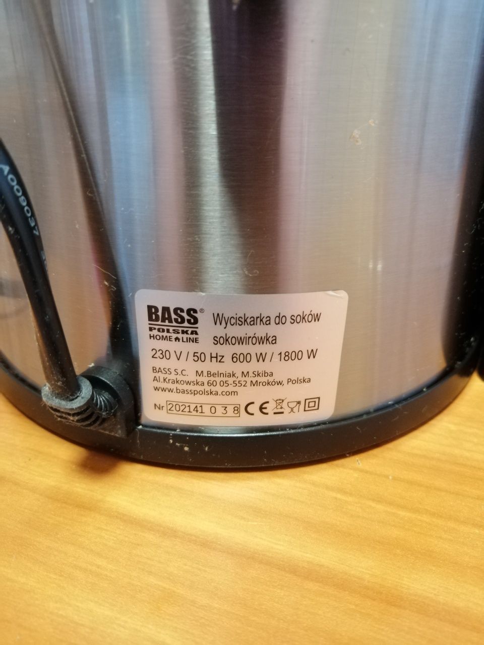 Sokowirówka wysokoobrotowa wyciskarka owoców 1800W Bass Polska BH10280