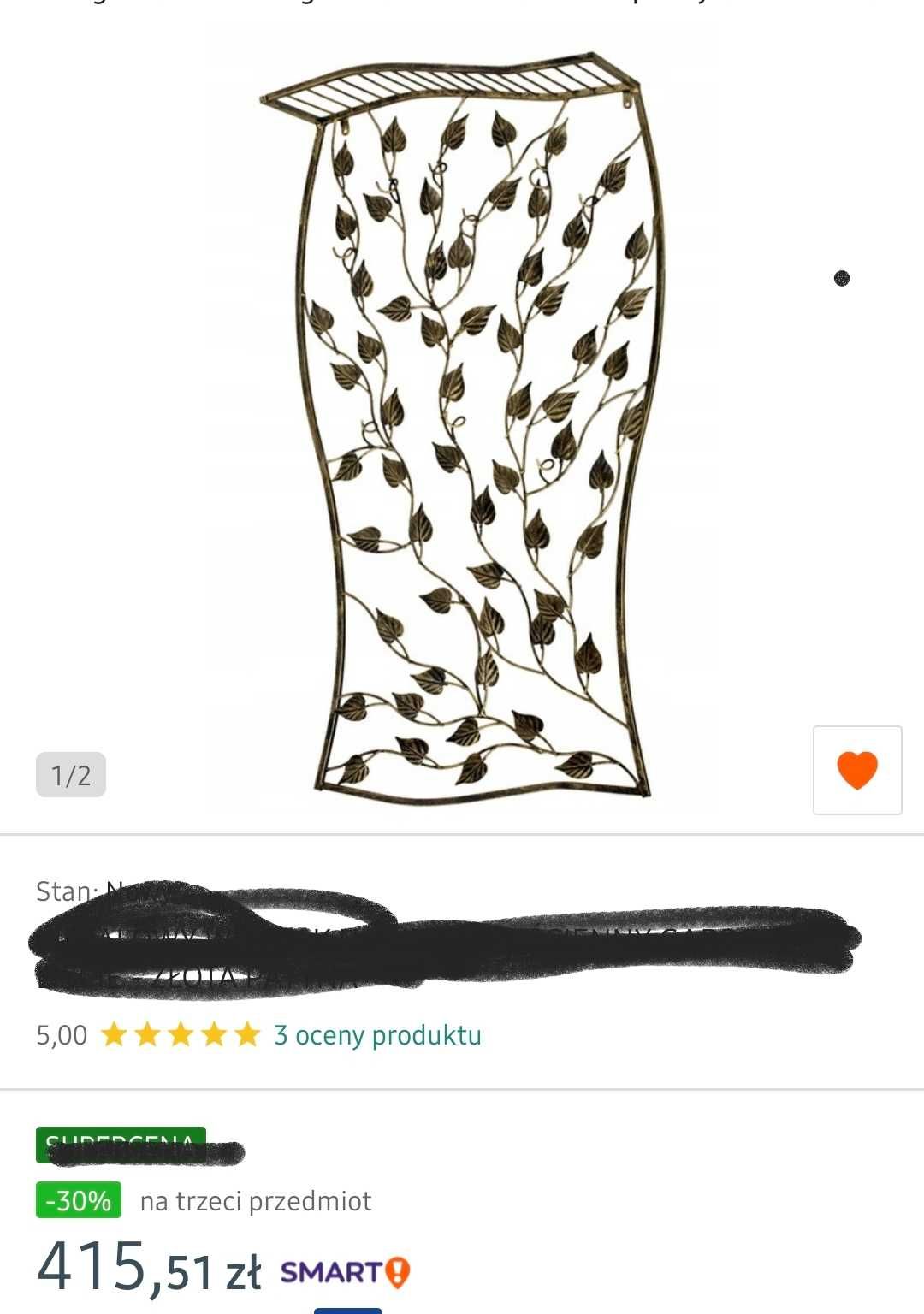 Wieszak ścienny na ubrania metal duży srebrny wiszący loft stylowy