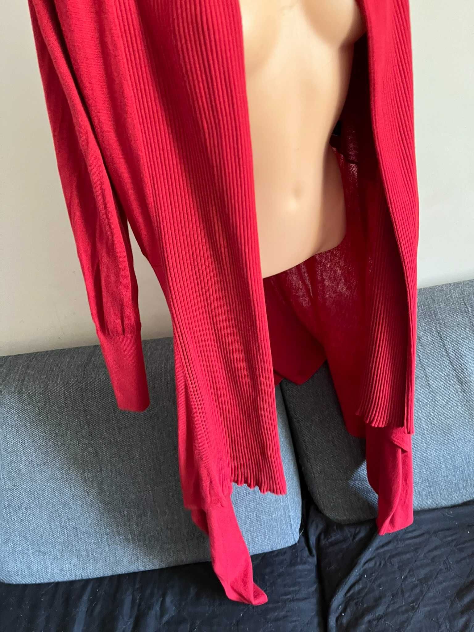 Sweter damski narzutka czerwona Marks & Spencer M/L