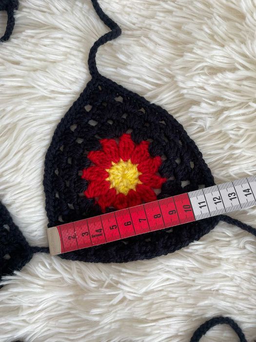 Bikini crop top góra od stroju kąpielowego kwiat szydełko boho S 36 M