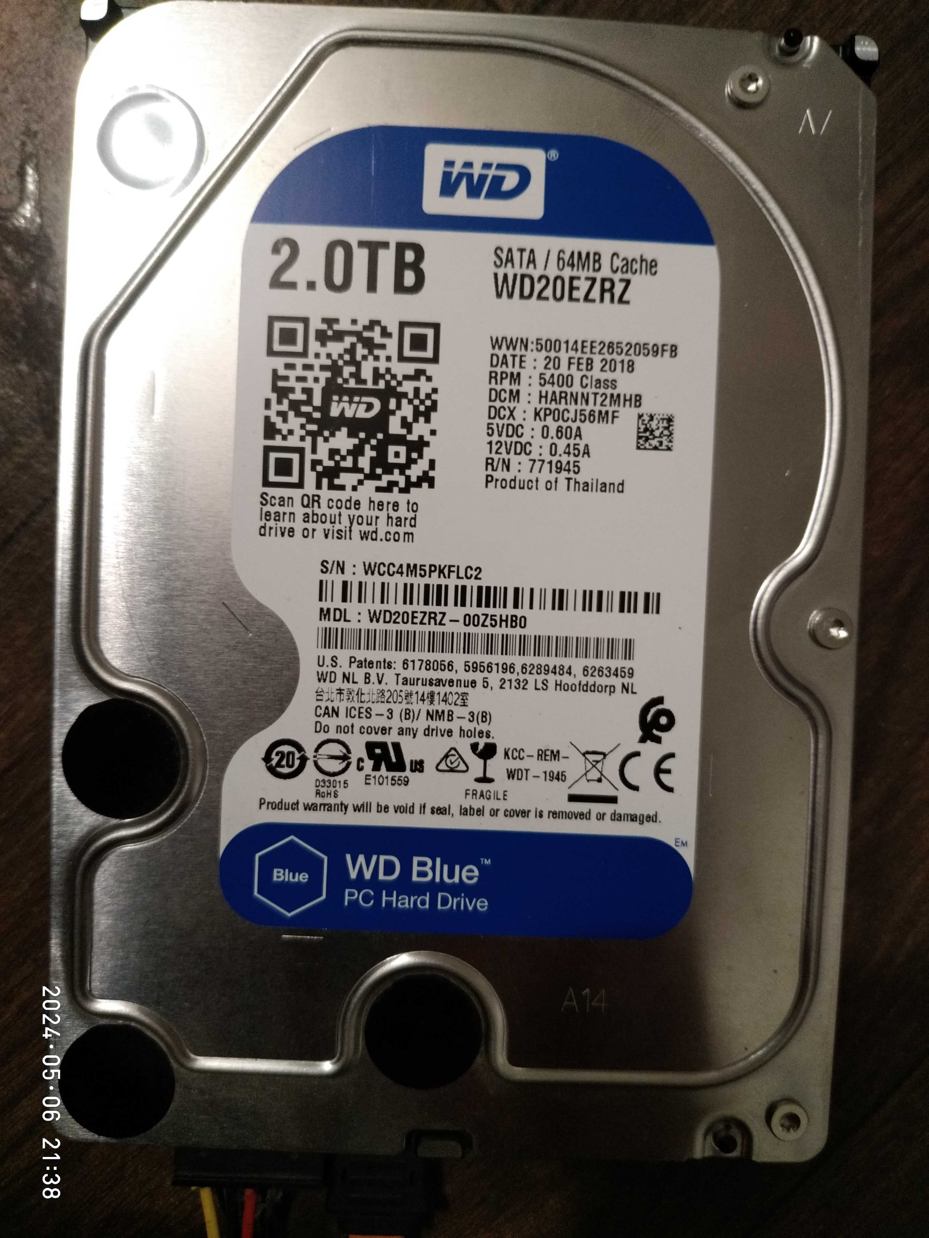 Жесткий диск, жорсткий диск WD blue 2tb, 2 тб