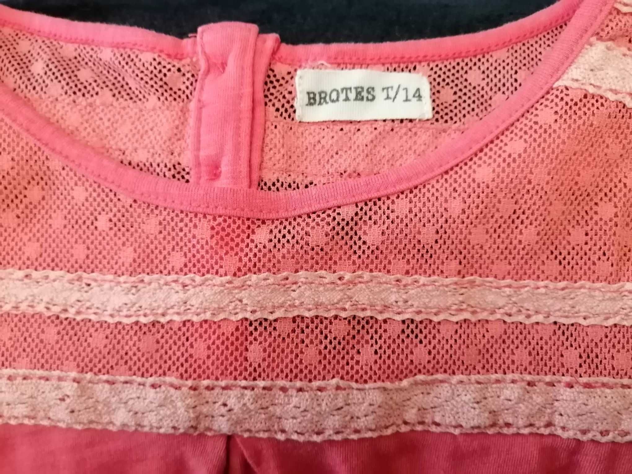 T-shirt salmão e coral, para menina Tam.14 Anos - como nova