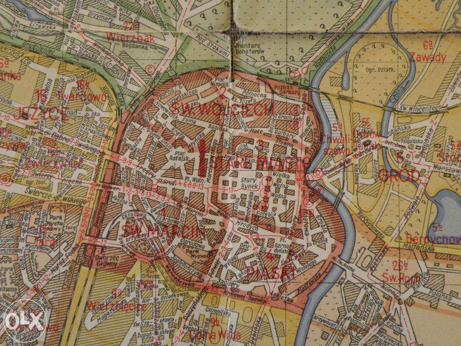 POTĘŻNY plan stołecznego miasta Poznania 1948 - 89 cm