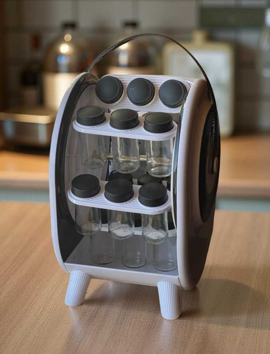 Набір баночок для спецій 18шт білого кольору на підставкі