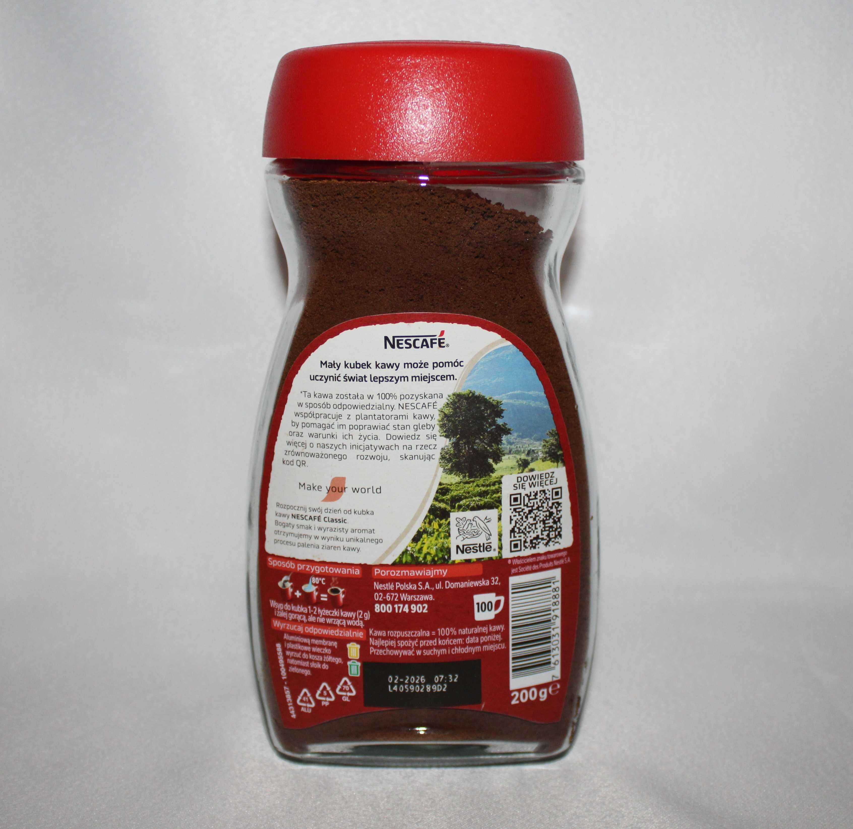 Kawa rozpuszczalna w słoiku Nescafe Classic 200g