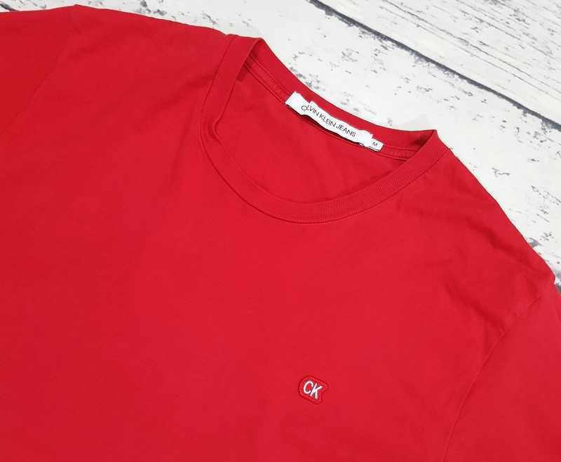 Calvin Klein Jeans * koszulka * logo * czerwona * męska * M