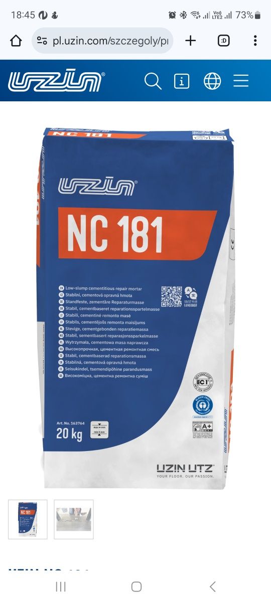 Uzin 181 NC  cementowa masa naprawcza