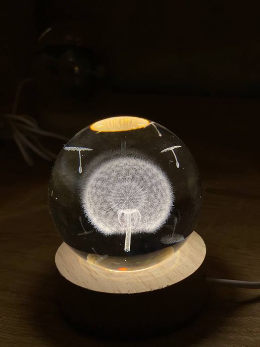 Светильник стеклянный шар USB Космос, Луна, Сатурн, Одуванчик