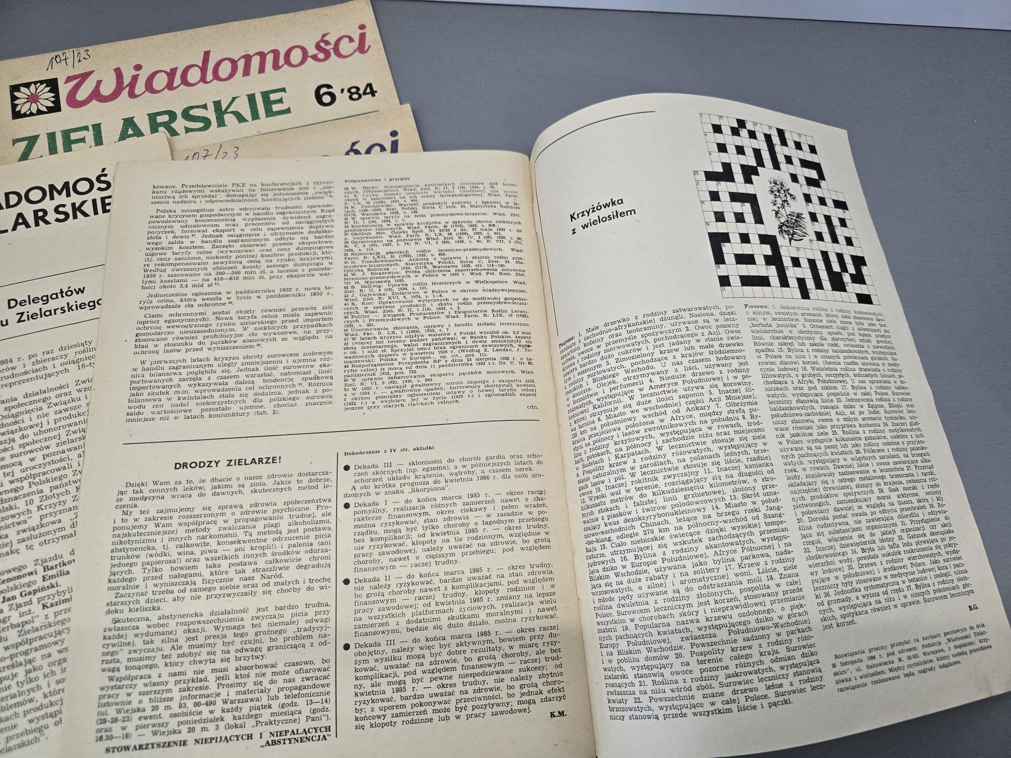 Wiadomość zielarskie rocznik 1984