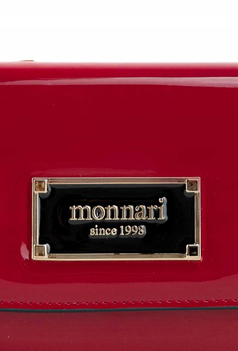 Portfel Damski MONNARI Skórzany Lakierowany Czerwony Na Karty