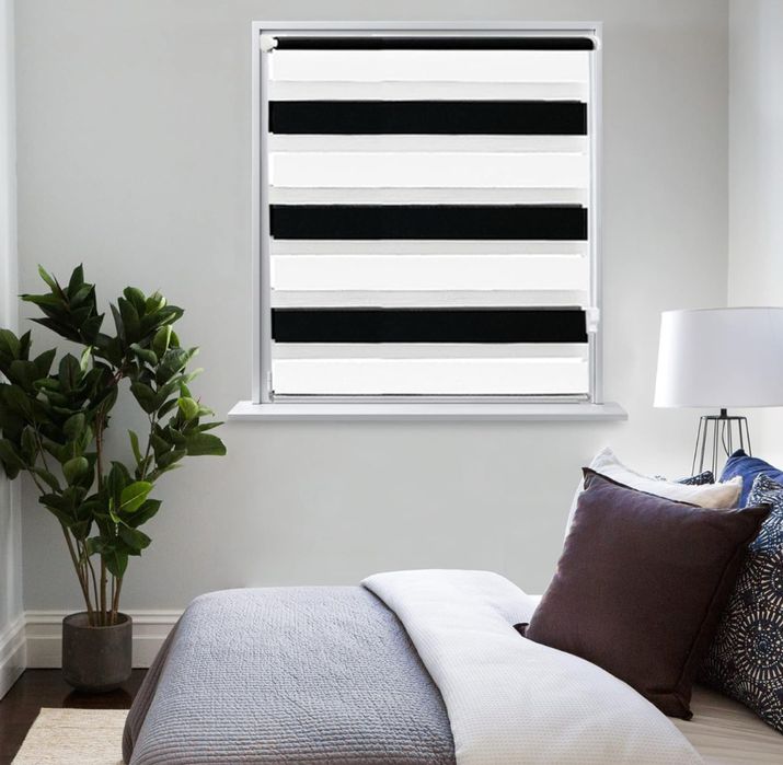 Eurohome Roleta bez wiercenia 120x150cm biało-czarna