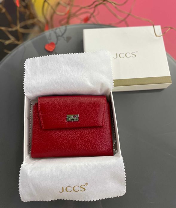 Жіночий шкіряний гаманець JCCS червоний маленький