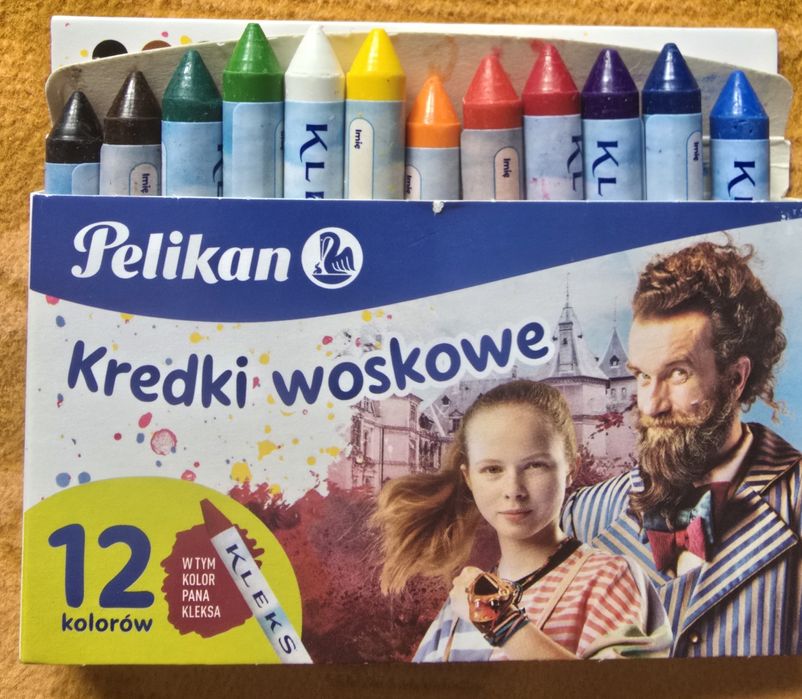Kredki woskowe Pelikan 12 kolorów nowe