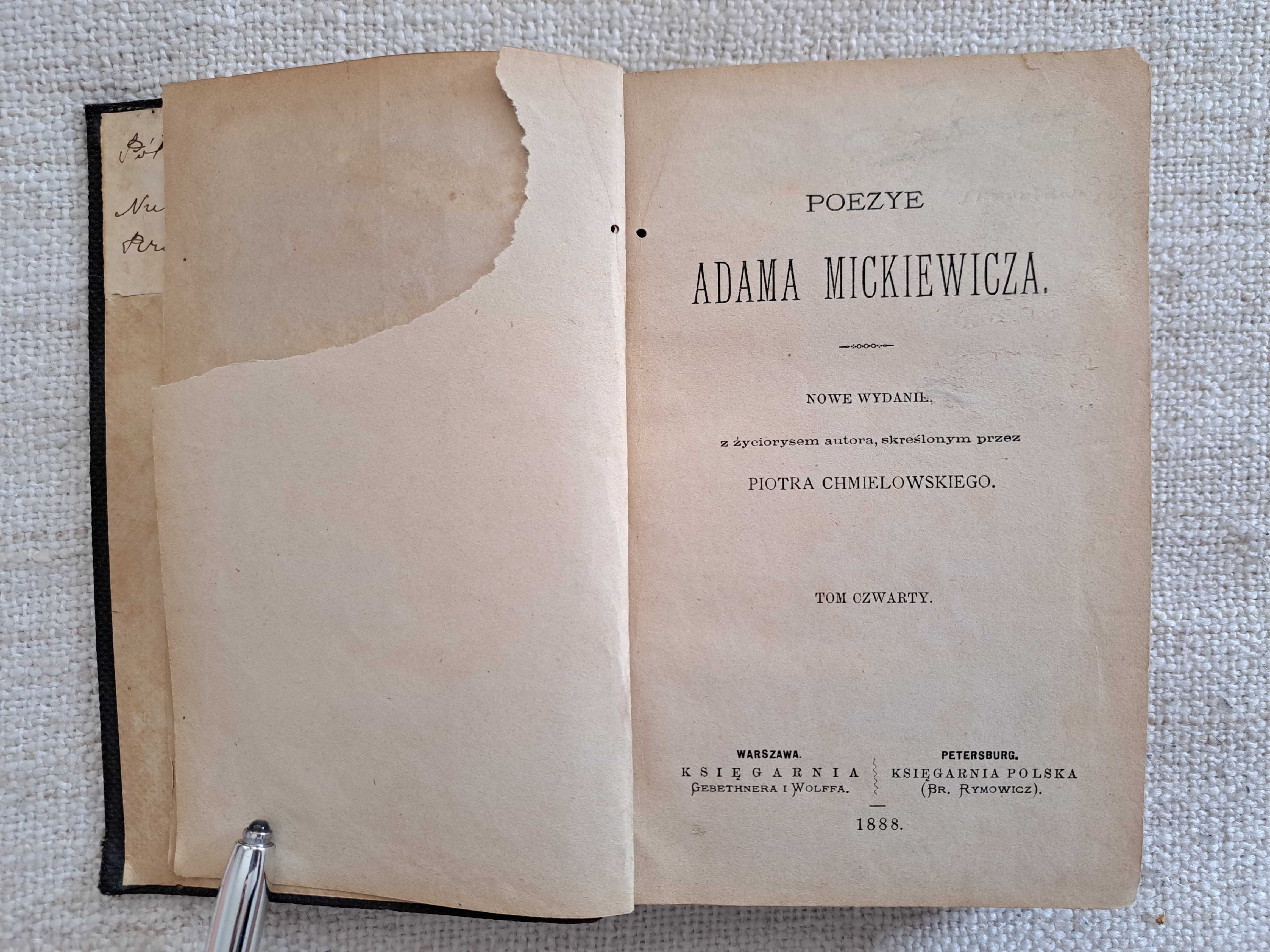 Poezye Adama Mickiewicza. Tom IV. 1888 rok