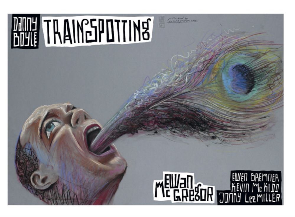 Plakat filmu Trainspotting w ramie