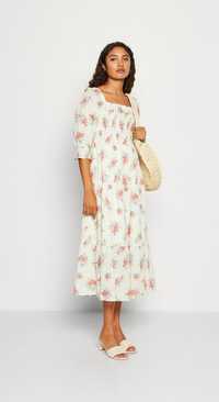 Цветочное платье миди M&S milkmaid рукава буфы