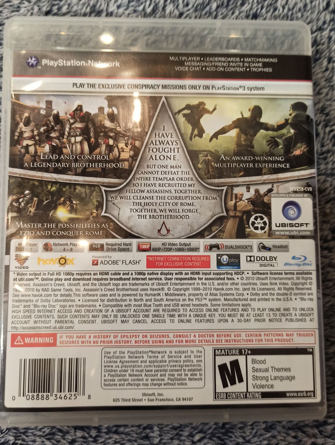 Assassin's Creed BrotherHood Ps3 zadbana stan b.dobry