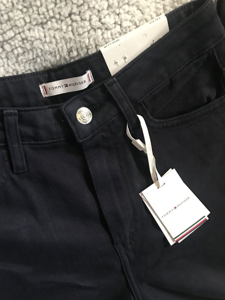 Tommy Hilfiger spodnie damskie XS 34 prosta nogawka jeansy wysoki stan