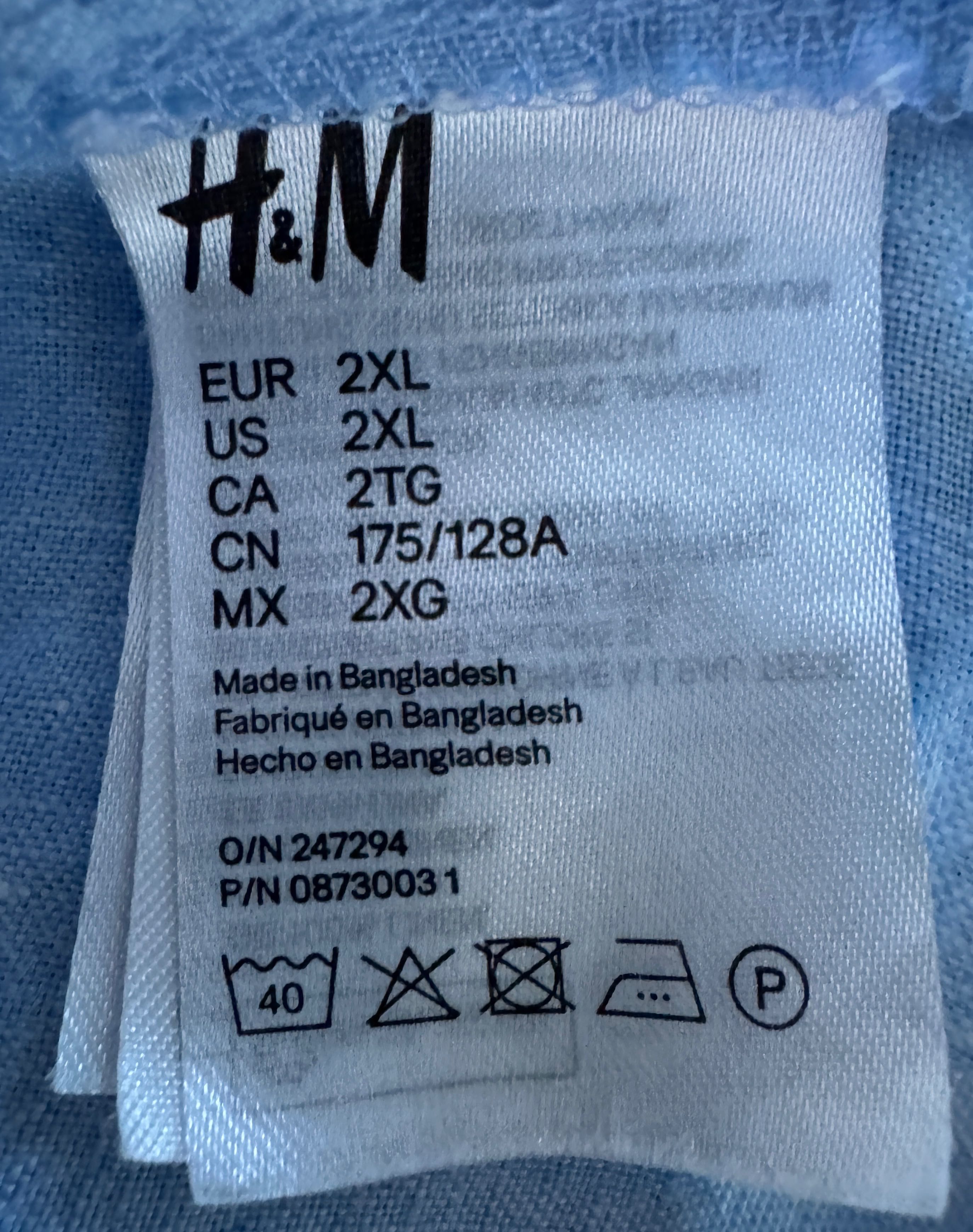 Koszula H&M niebieska XXL len lniana 100% HM