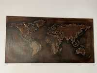 Obraz 3 D drewno mapa świata 79x41 cm