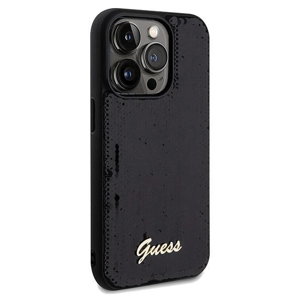 Etui Guess Sequin Script Metal Na Iphone 14 Pro - Czarne