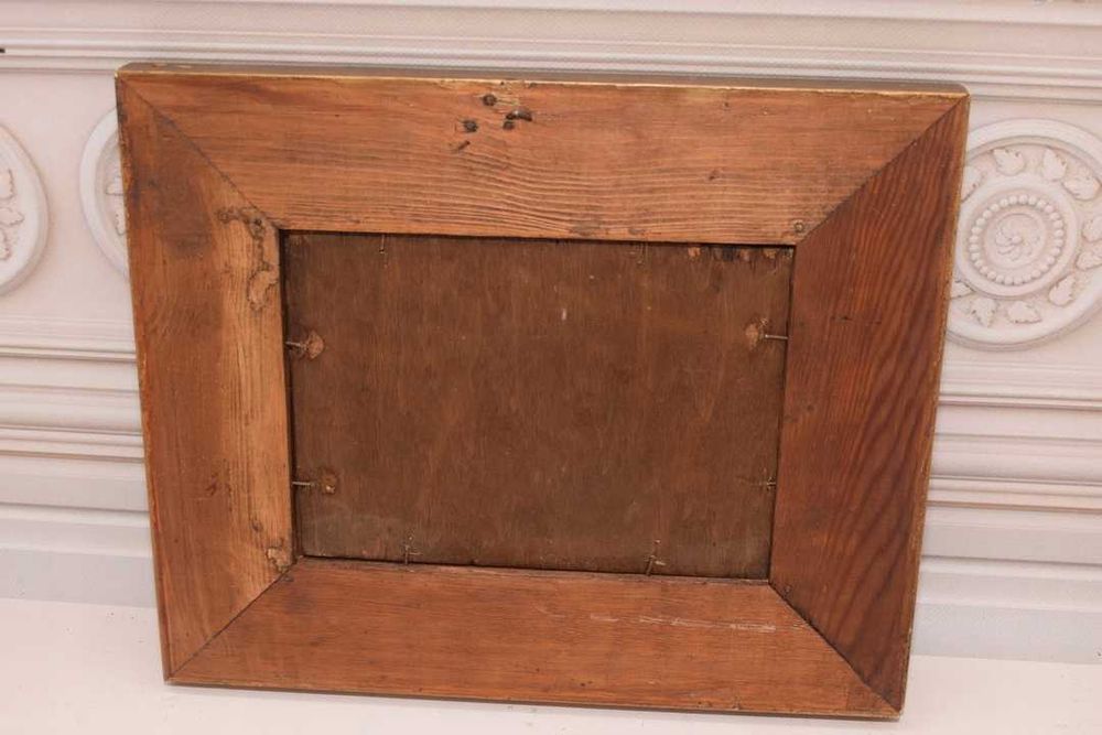 ST Kamocki - Pejzaż Polskiej Wsi Wiejska Chata - Stary Obraz na Drewni