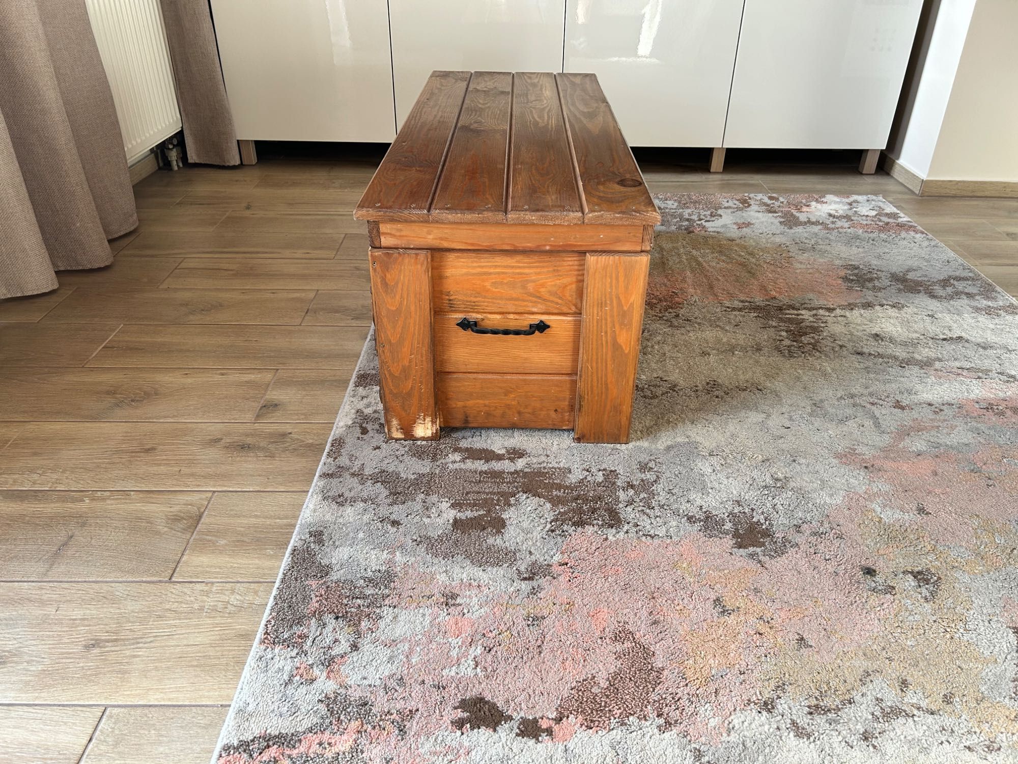Kufer drewniany duży, skrzynia 121 x 47 x 44 cm