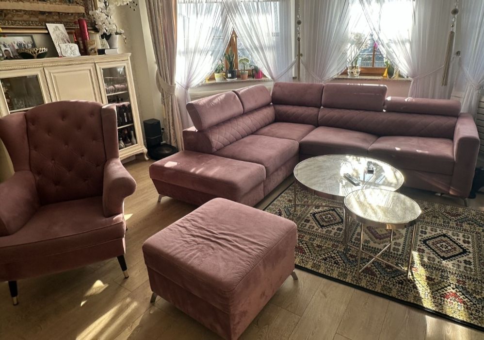 Wypoczynek glamour naroznik XXL uszak i puf transport