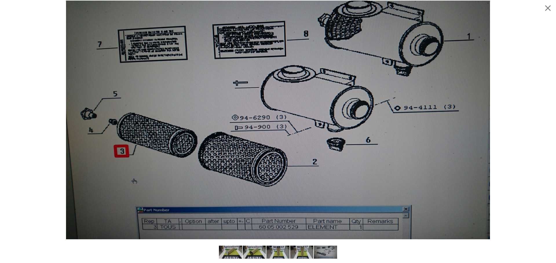 Filtr powietrza RENAULT 103.14 TX 103.54 TS 106.14 TZ 106.54 TL wew.