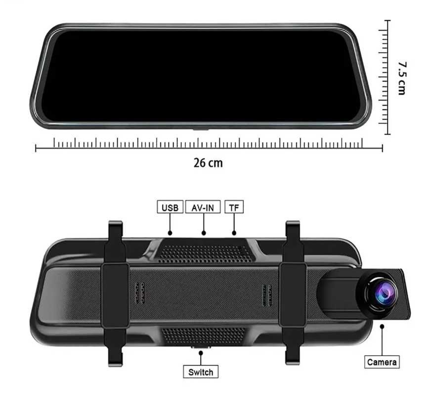 Зеркало авто відео реєстратор DVR 2камери  сенсор"10"2кАвторегистратор