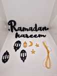 URFEDA Ramadan dekoracja Eid Mubarak wiszący wisiorek, drewniana gwiaz