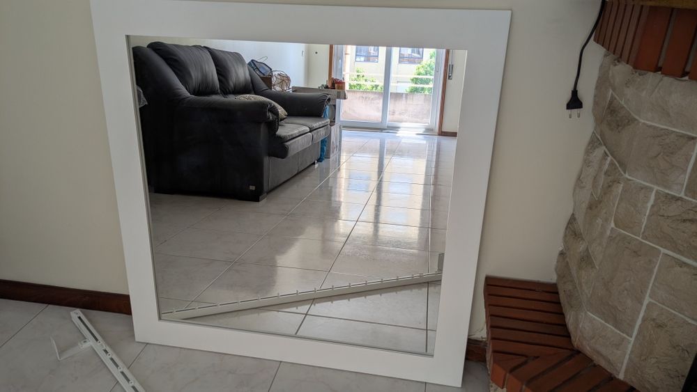 Espelho quadrado branco 38x38