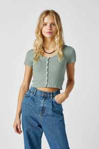 Top com Botões Verde Pull&Bear