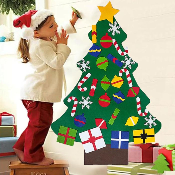 Choinka Ze Zdejmowanymi Ozdobami z Filcu DIY Świąteczna Dekoracja