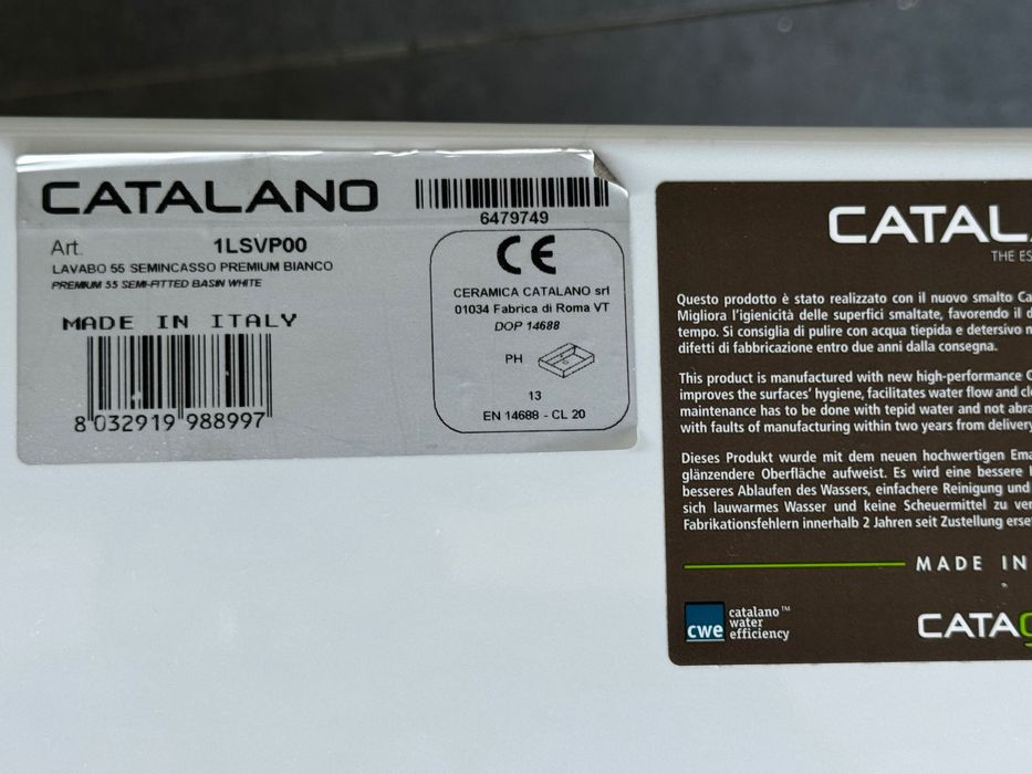 Umywalka połblatowa  Catalano 1LSVP00 nowa