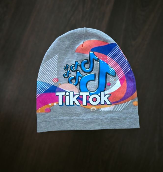 Bawełniana czapka dziecięca z nadrukiem Tik Tok, wiosenno-jesienna
