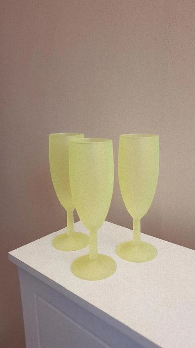 Zestaw 3 kieliszków do szampana neonowy żółty świecące retro hit wyprz