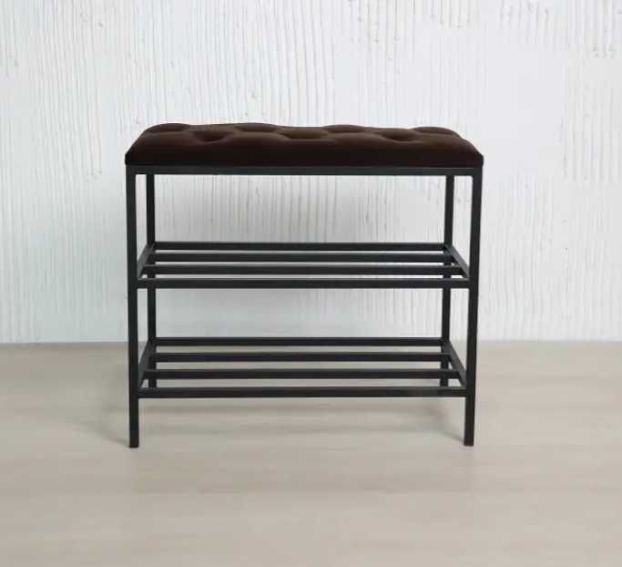 Банкетка для взуття з м’яким верхом / пуфик 60 см – коричнева, нова
