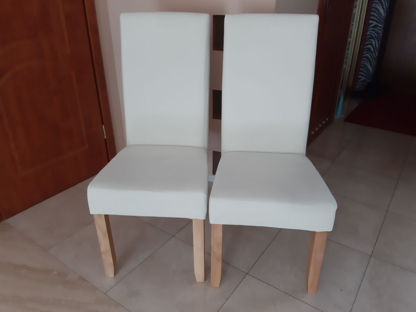 Krzesło krzesła białe 2 sztuki Eko skóra agata meble Home wysokie