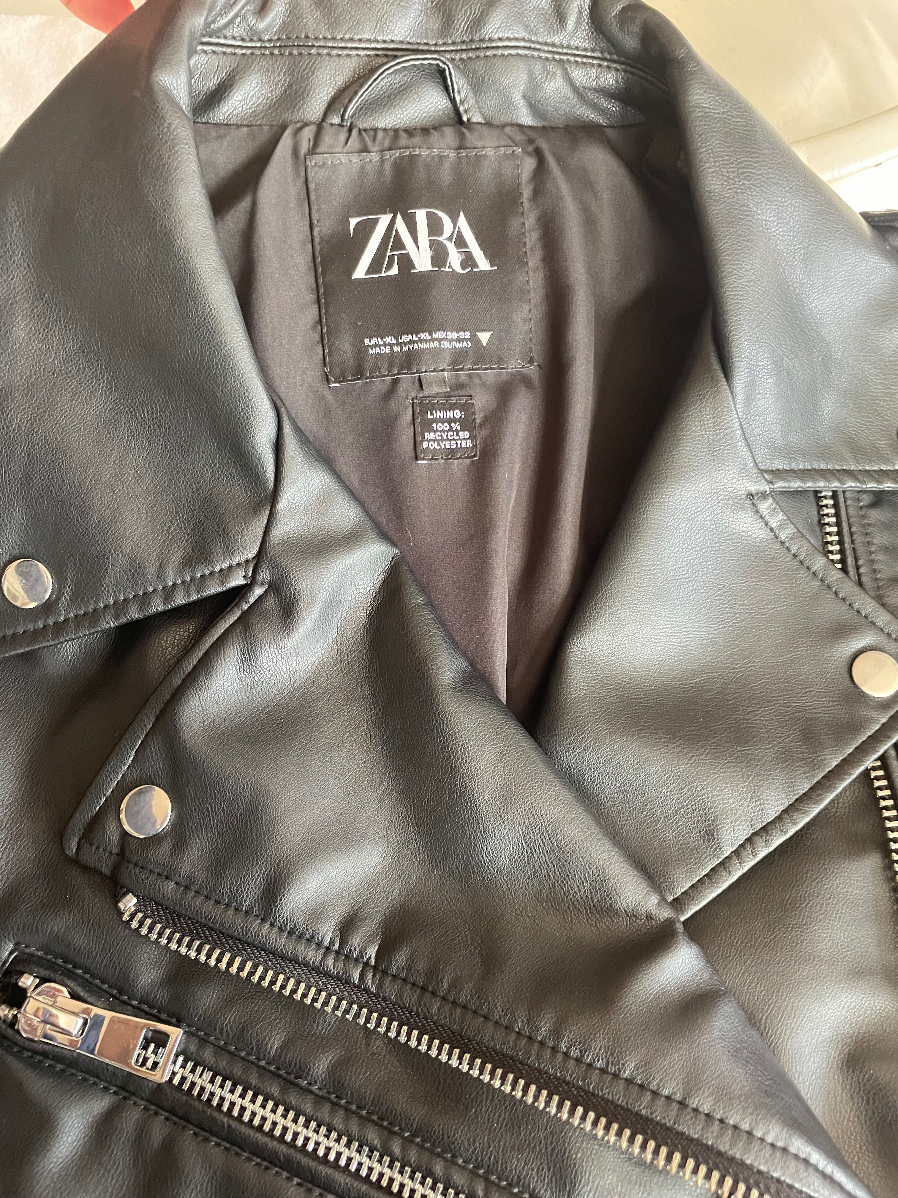 Blusão Zara preto imitacao pele