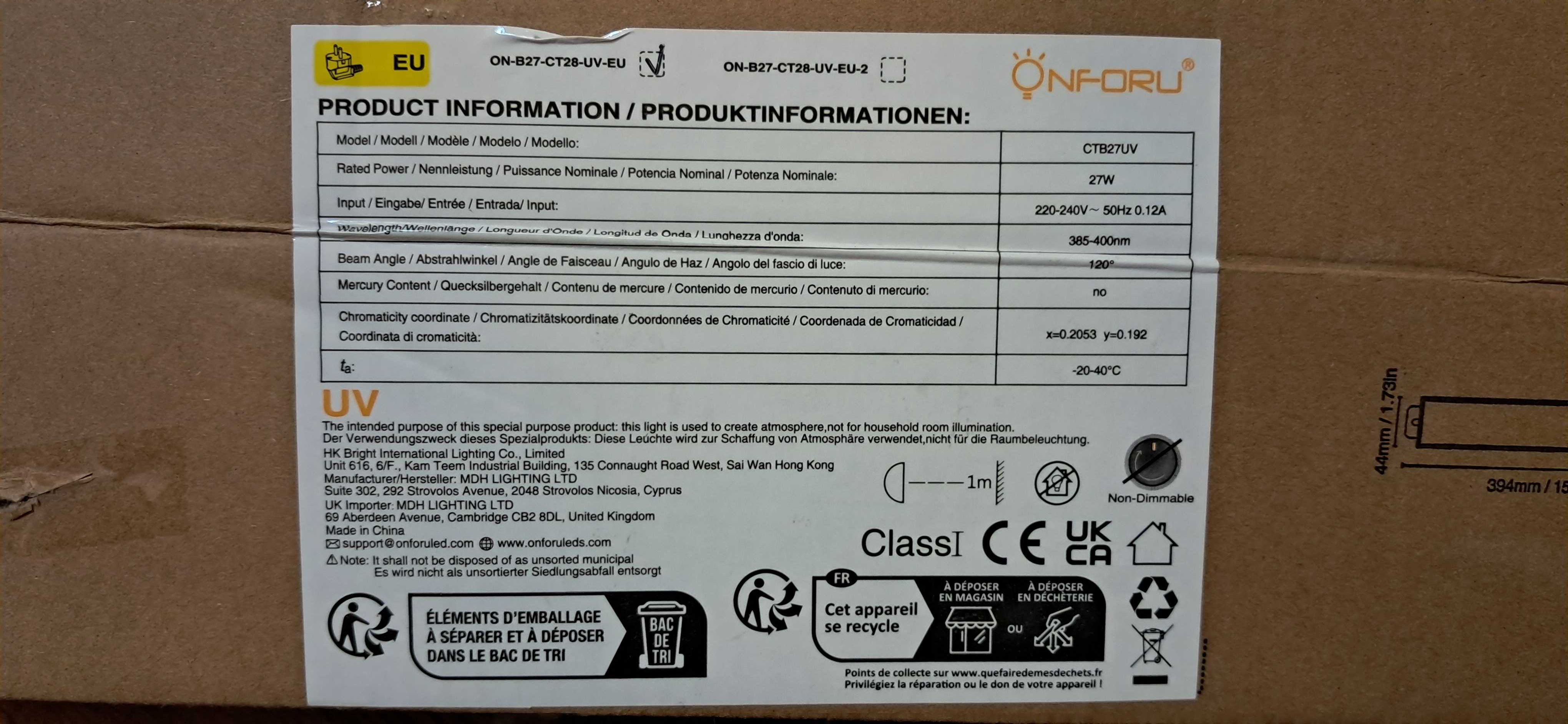 Lampa UV LED 27wat ip66 ultrafiolet
