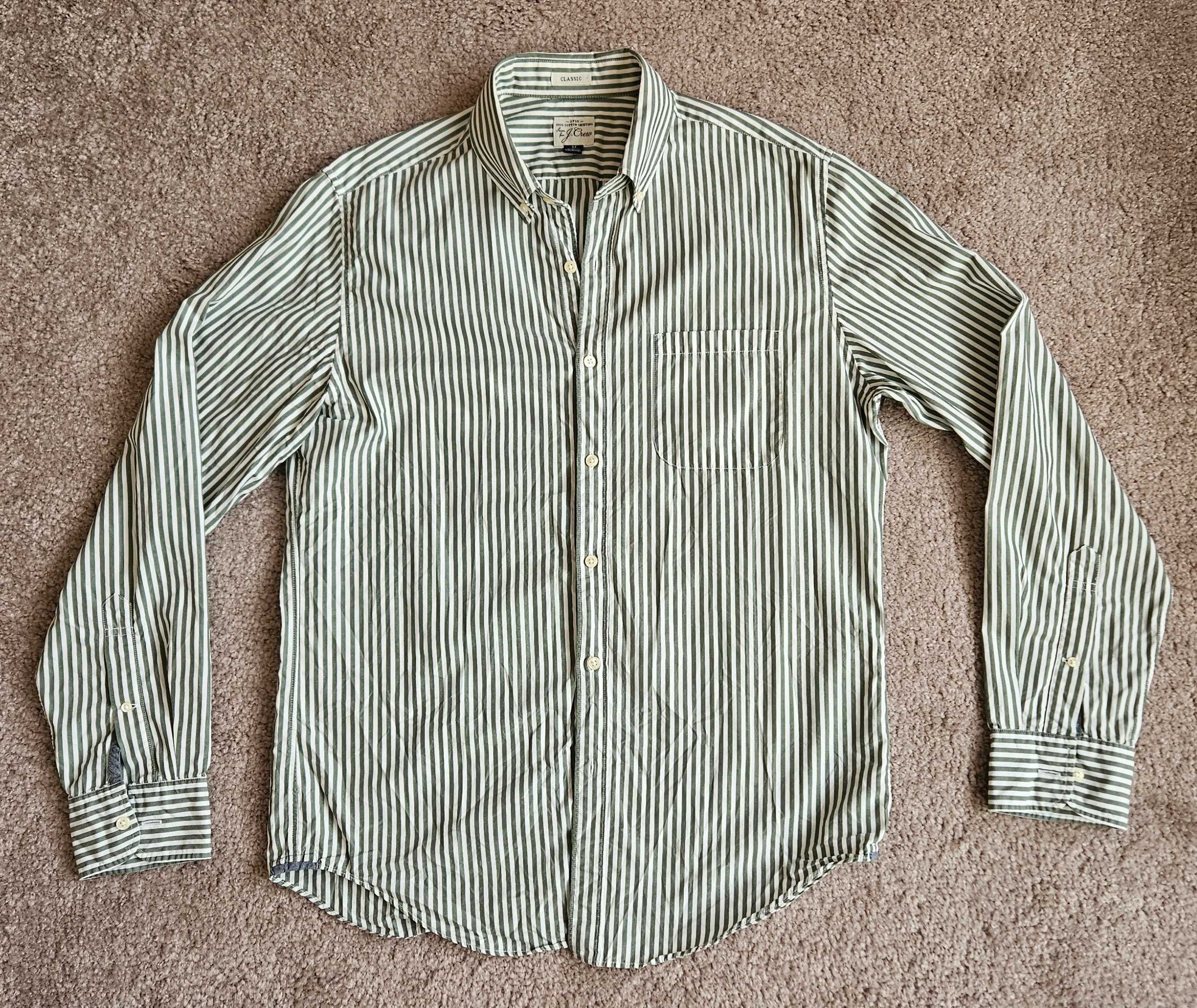 Koszula J.Crew button down biało-zielone paski M regular