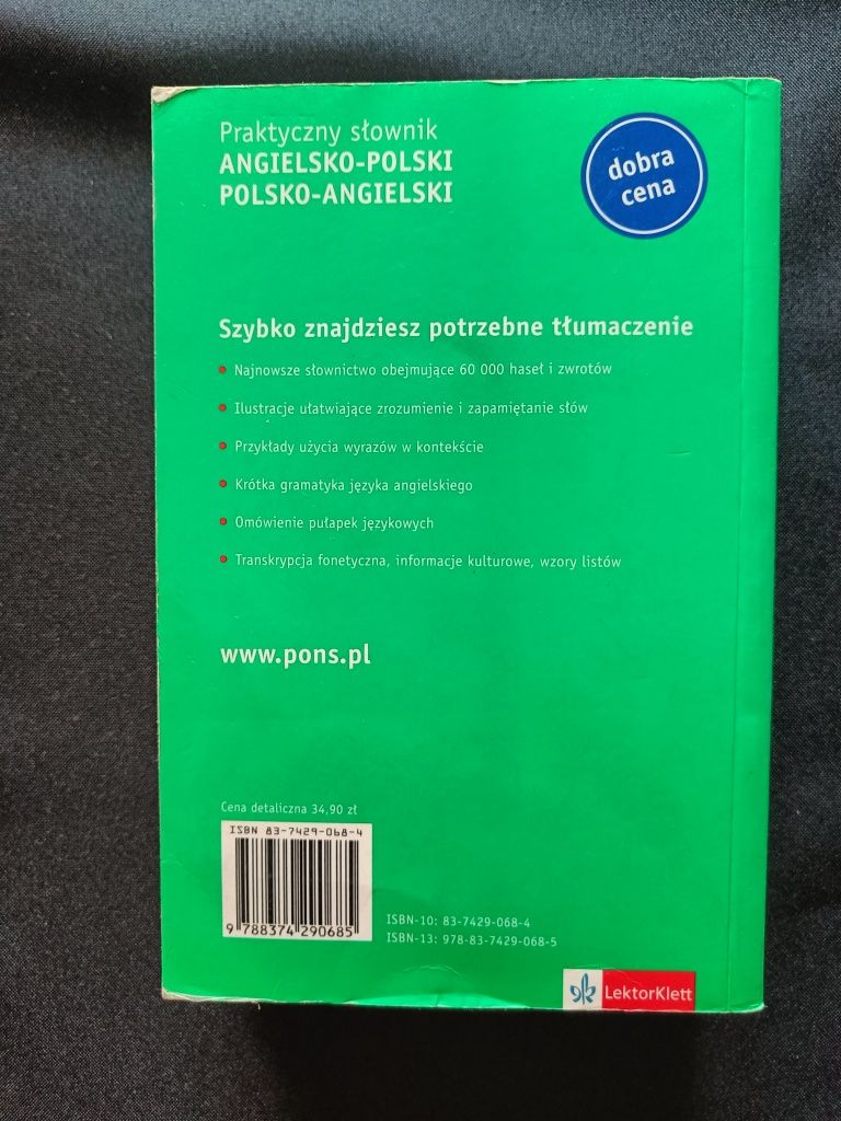 bardzo dobry słownik książkowy polsko-angielski PONS