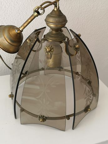 Candelabro com vidro gravado Português