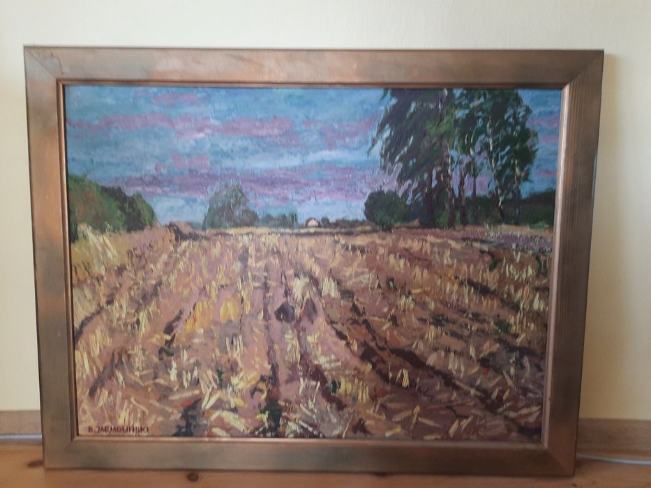 Pejzaż w drewnianej ramie 96 x 75 cm