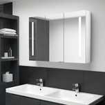 Vidaxl Szafka Łazienkowa Z Lustrem I Led, 89X14X62 Cm, Lśniąca Biel