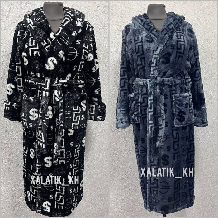 Мужской длинный халат с капюшоном (12 расцветок)