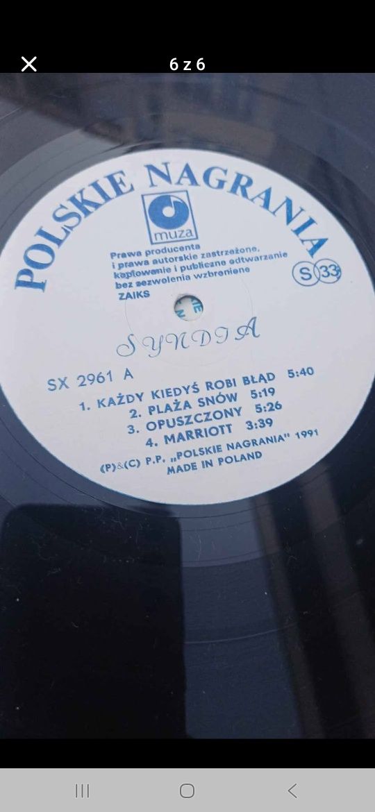 Syndia plyta winylowa z podpisem Zbigniewa Kondratowicza
