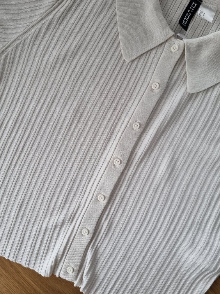 Dzianinowa top bluzka prążek H&M S