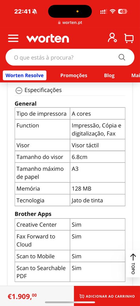 Torca/Impressora Multifunções BROTHER MFC-J5330DW(Troca)